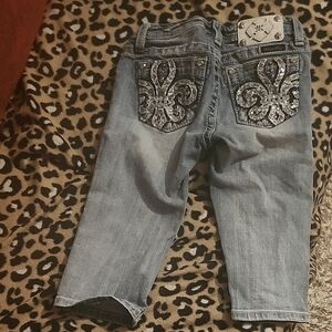 Miss Me Kids Gray Embellished Capri Jeans